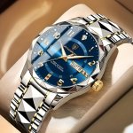 Poedagar Men's Casual Business Date Night Glow Quartz Wrist Watch Alloy Band Round Case Digital Display Swiss Movement Electroni