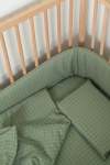 Moss Grid Washed Cot Duvet Cover - Incl Pillow Inner