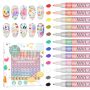 Ionsgako 12 Colors Nail Art Pens Set Nail Polish Pens For Nail Art Quick Drying 3D Acrylic Paint Markers For Painting Dotting Liner Pen