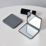 Compact Folding Makeup Glass Mirror Travel-sized Portable And Collapsible Design Simple Style Pure Color