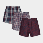 Men&apos S 3 Pack Paisley & Check Burgundy navy Boxers