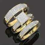 Elegant Luxury 3-PIECE Ring Set Golden Alloy With Rhinestone Accents Perfect For Women's Everyday Wear Engagement Rings Size Adj