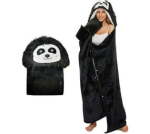 Animal Fluffy Fleece Unisex Hooded Blankets - Panda