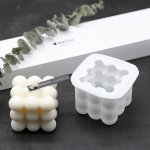 1PC 3D Bubble Cube Candle Making Silicone Mold Scented Candle Plaster Ornament Mold Handmade Chocolate Dessert Cake Baking Mold
