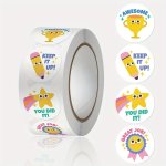 500PCS 2.54CM Round Cartoon Stars Stickers For Teacher Reward Encourage Sticker Office Seal Label