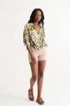 Tina Viscose Resort Print Cross Over Top - Green XXL