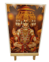 Hindu Religious Tile Ceramic Glazed - Durga Sher With Wooden Easel Stand