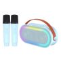 MINI Karaoke Machine With 2 Wireless Microphones Portable Bt Speaker Rechargeable 10W Hifi LED Color Lights Handheld MIC Karaoke Speaker Gifts For Gir