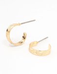 Gild Zig Zagged Etched Huggie Earrings