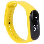 LED Digital Sports Watch For Students Silicone Strap Yellow Display