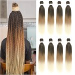 Braiding Hair Pre Stretched 66.04 CM-1PACK Ombre Braiding Hair Synthetic Fiber Crochet Twist Hair Yaki Textured Pre Stretched Br