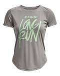 Women's Ua Long Run Graphic Short Sleeve - Gray Wolf Md