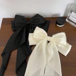 2PCS Elegant Ribbon Bowknot Decorative Hair Clips Vintage Solid Color Hair Barrettes Trendy Hair Accessories For Women And Daily
