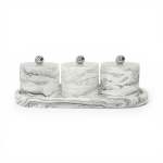3 Piece Marble Design Canister Set Black & White