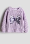 Knitted Chenille Jumper - Light Purple Bow