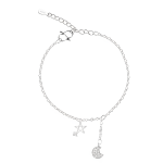 Star & Moon Design Bracelet - Silver