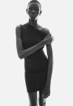 Gathered One-shoulder Dress - Black