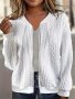Textured Zip Up Bomber Jacket Casual Solid Long Sleeve Outerwear Women's Clothing