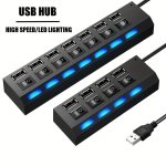 1PC 2PCS 4 7PORTS USB Connector For Computer Mouse Keyboardmemory Card Independent Switch Universal Hub