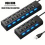 1pc 2pcs 4/7ports USB Connector For Computer Mouse KeyboardMemory Card Independent Switch Universal Hub