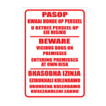 Beware Of Dog Multilingual Sign