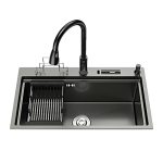 Kitchen Sink Stainless Steel Black Single Bowl Drop In Kitchen Sink 304 Black Stainless Steel Topmount Workstation Single Bowl K