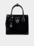 Sissy Boy Womens Miriam Tote Bag With Patent Fabric In Black - Black Onesize