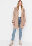 Belted Oversized Lined Stamp Coat - Camel