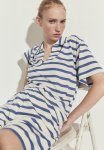 Collared Top - White Blue Striped