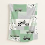 Transport Personalised Fleece Blanket Car Sage Green Boyhood