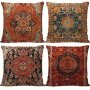 4PCS Multi-color Geometric Line Linen Single-sided Printed Pillow Cover Bohemian Style Moroccan Style Square Cushion Cover Suitable For Living Room Bedroom Restaurant Homestay Office