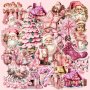 64 Pieces/pack Of Pink Christmas Stickers Snowman Christmas Self-adhesive Decorative Stickers Christmas Trees Bells Christmas Gift Stickers