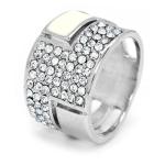 Silver Tone Ring With Square Crystals - X Small