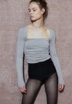 Gathered Square-neck Top - Grey