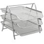 Wire Mesh 3-TIER Letter Tray - Silver