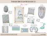 Cot Duvet Bedding Dinosaur Own Design Watercolour Set