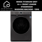 Midea Titanium Grey A+++ Front Loader Steamwash Washing Machine - 12KG