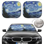 Gven Windshield Sun Shade For Car 2-PIECE Foldable Sunshade For Front Windows Blocks Uv Rays Automotive Interior Sun Protection