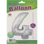 UK Silver Number 4 Foil Balloon 86CM