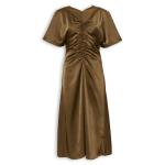 Brown Ruched Detail Midi Dress