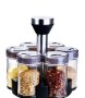 Rotating Spice Rack Set OT-020 7-PIECE Organizer With Clear Jars & Black Lids