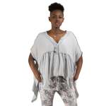 2-TEXTURED Raw-edge Pointy Top - Light Grey Free