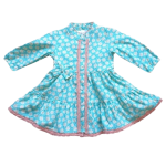 Baby Turquoise Cotton Dress And Headband Set