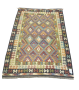 233 X 180CM Cherry Red & Multi Afghan Hand Made Kilim Rug