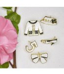 Designer Inspired 5 Piece Brooch Set - White Free