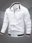 Men's Classic Design Baseball Collar Jacket For Spring Fall Men's Bomber Jacket Windbreaker Jacket