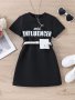 Girls Fashion Letter Print T-Shirt Dress Casual Dress With Bum Bag