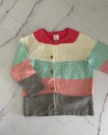 H&m Pink Green And Beige Knitted Cardigan 12 18M