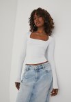 Luxe Long Sleeve Scoop Neck Tank - White