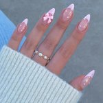 24PCS Medium Press On Nails French Style Fake Nails Full Cover Bowknot Pearl False Nails For Women And Girls
